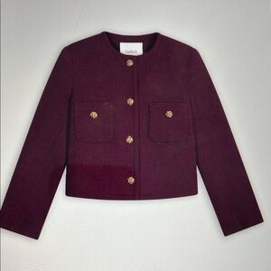 NWT BA&SH Meredith Structured Jacket in Burgundy, XS